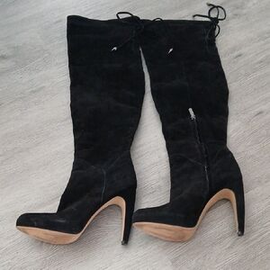 Sam Edelman super soft suede over the knee black heeled boots  Sz 9.5